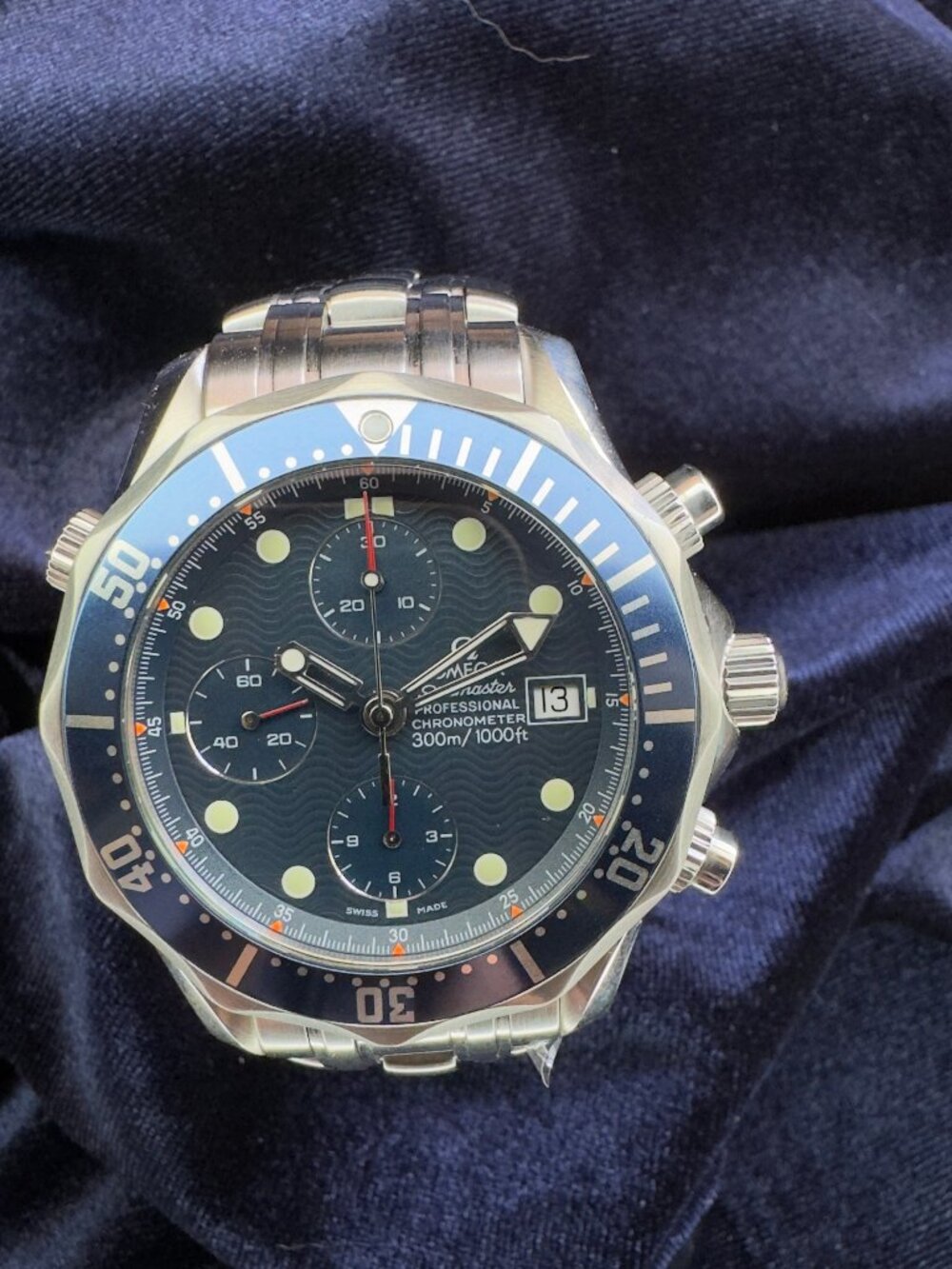 Omega Seamaster Pro Chronograph 300M 2599.80 41.5mm Blue Wave Box